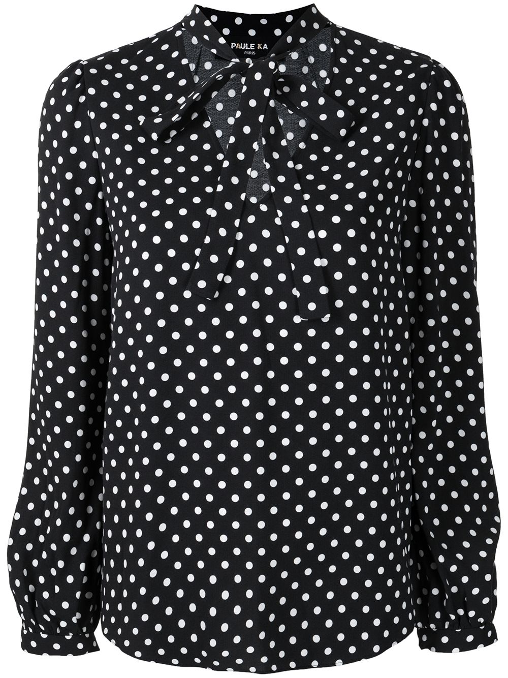 Paule Ka polka-dot pussy-bow shirt – Black