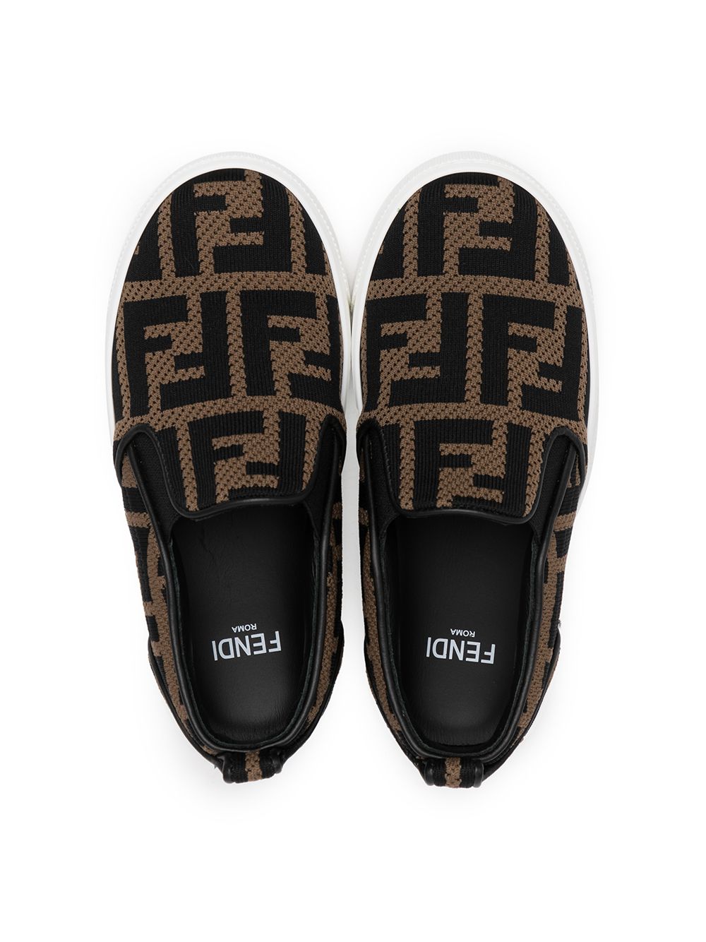 Shop Fendi Teen Ff-print Slip-on Sneakers In Brown