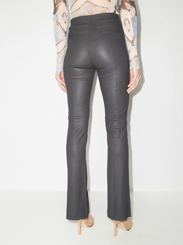 leather bootcut trousers