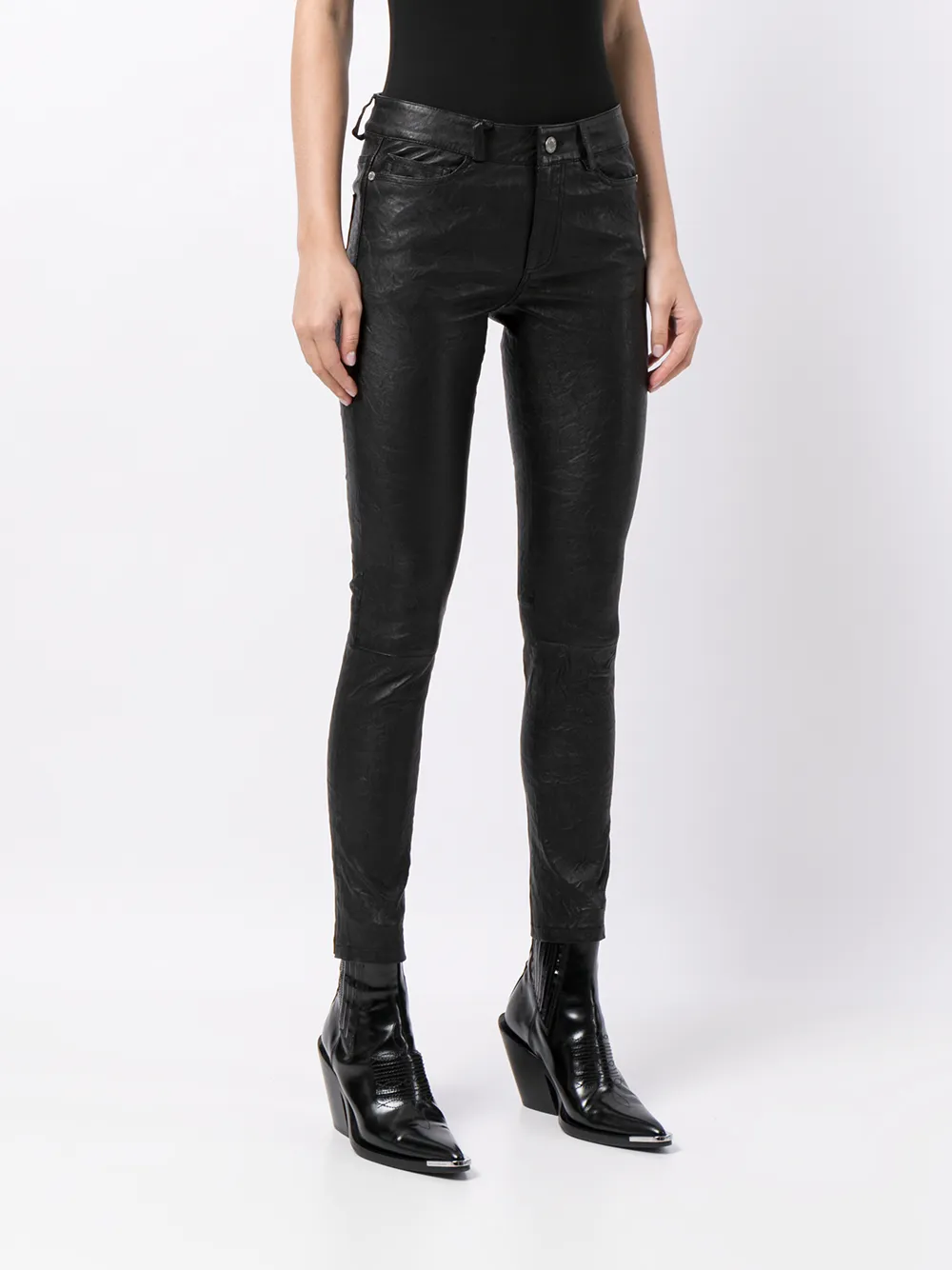 Zadig & Voltaire Skinn Lambskin Trousers In 黑色