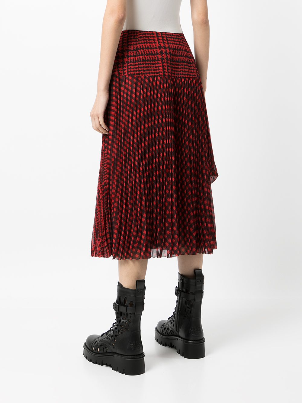 Shop Ermanno Scervino Prince-of-wales Print Pleated Skirt In Red