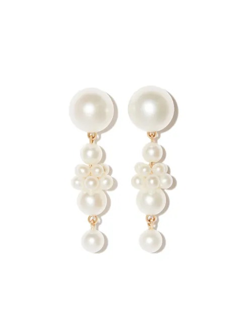 Sophie Bille Brahe 14K yellow gold Petite Tulip pearl drop earrings