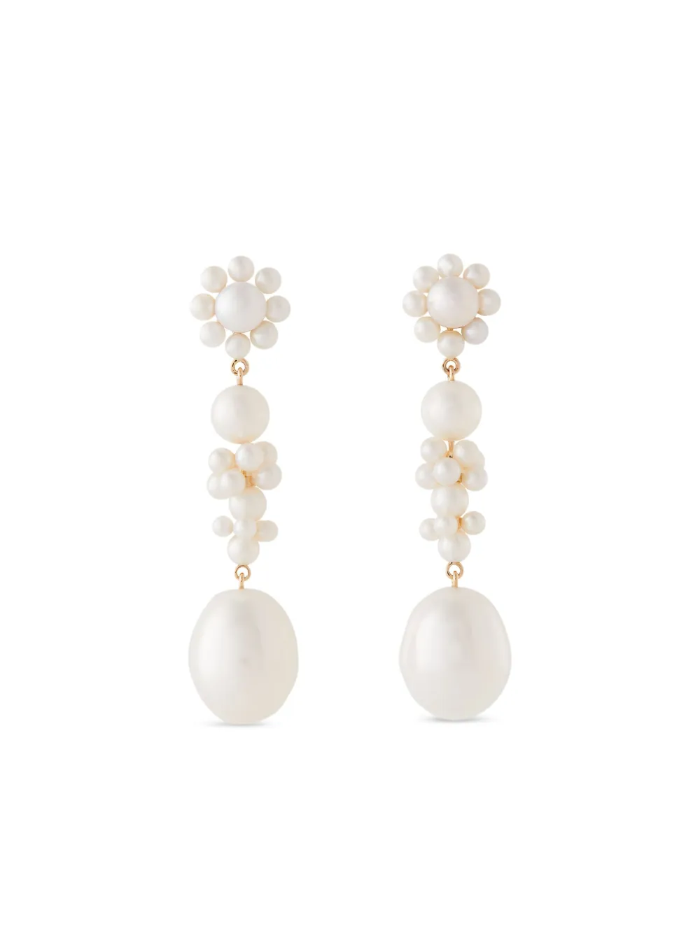 Sophie Bille Brahe Bellis L'Eau パール ドロップピアス 14Kイエローゴールド - ゴールドトーン Sophie Bille Brahe Bellis L'Eau パール ドロップピアス 14Kイエローゴールド - ゴールドトーン