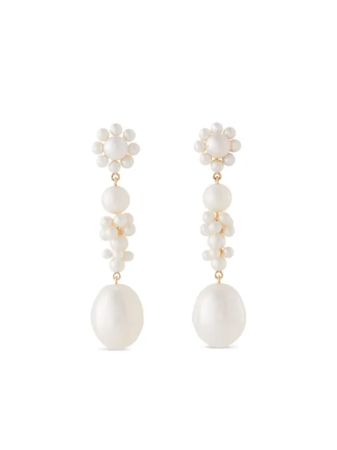Sophie Bille Brahe 14kt yellow gold Bellis L'Eau pearl drop earrings
