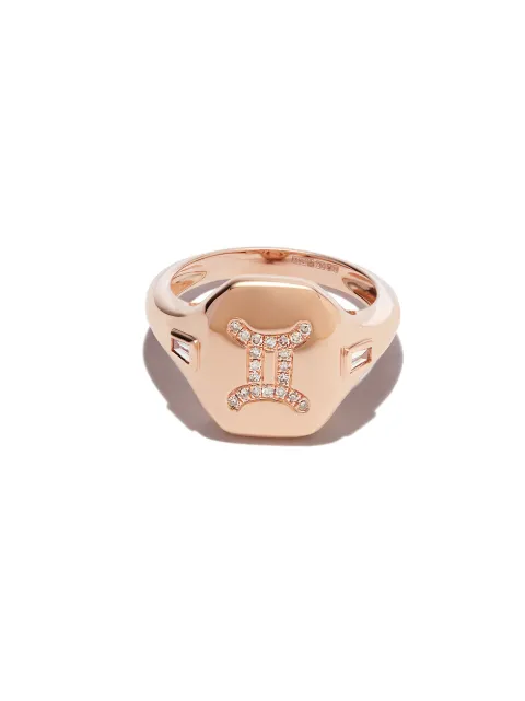 SHAY 18K rose gold gemini diamond signet ring
