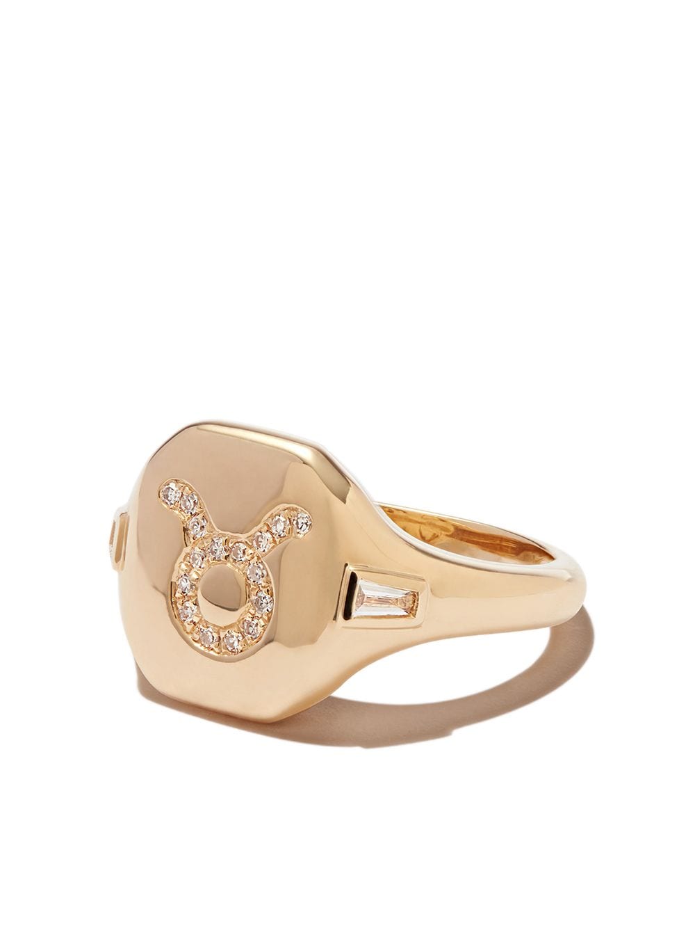 18kt yellow gold Taurus diamond signet ring