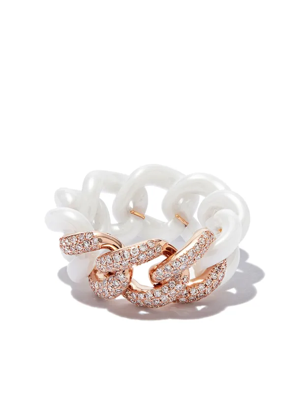 Shay 18kt Rose Gold Medium Link Diamond Ring in ROSE GOLD CERAMIC