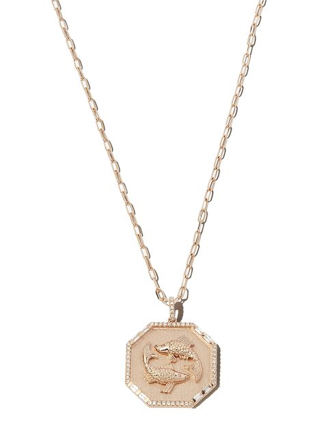 SHAY SHAY 18K RG ZODIAC PISCES PNK ENML DISK