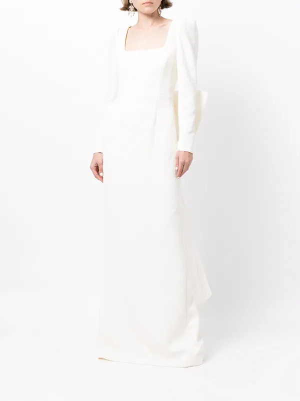 white open back gown