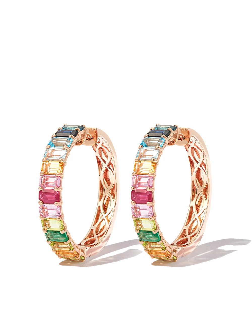 

SHAY 18kt rose gold sapphire hoop earrings