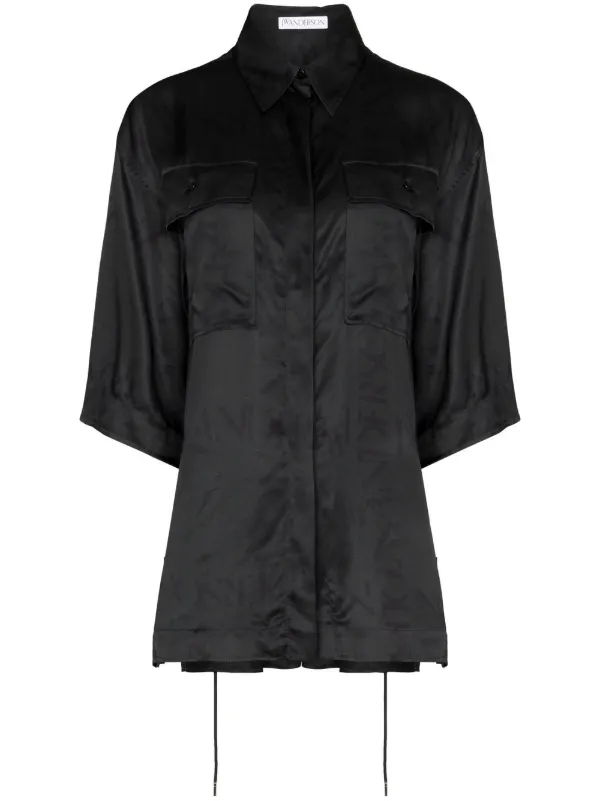 JW Anderson Logo-print Drawstring Shirt in Black