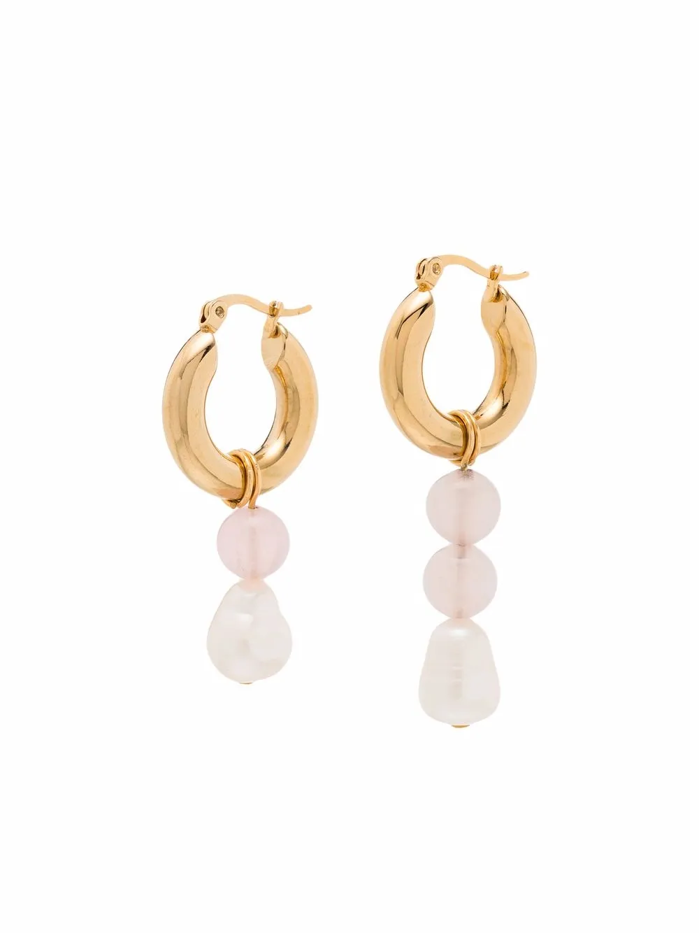 

By Alona Lani pearl rose quartz hoop earrings - Gold