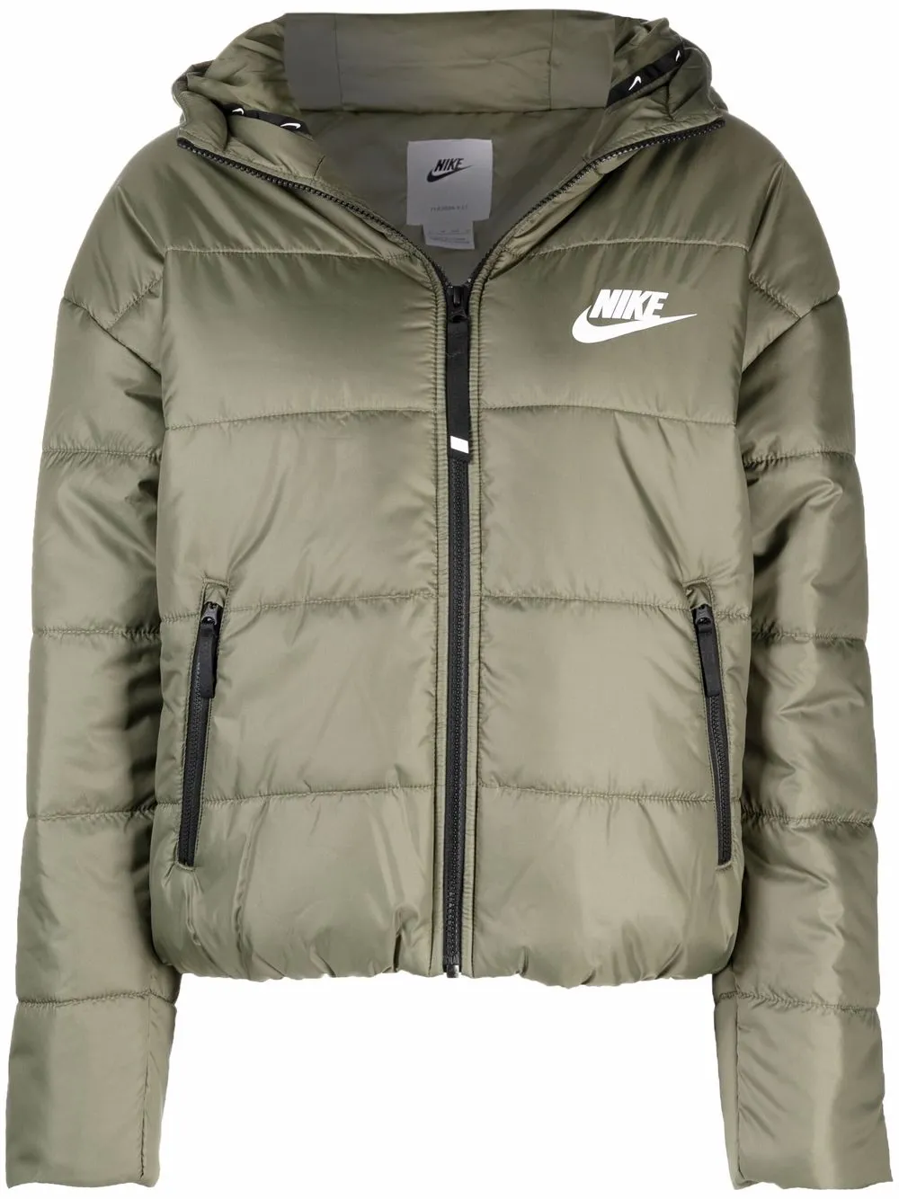 Nike logo-print hooded puffer jacket · L