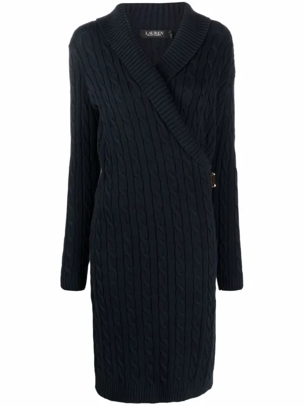 cable knit wrap dress Lauren Ralph Lauren Gassed cable-knit | Blue heritage26coll