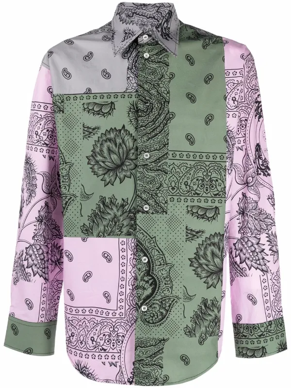 Shop MSGM patchwork paisley shirt with 