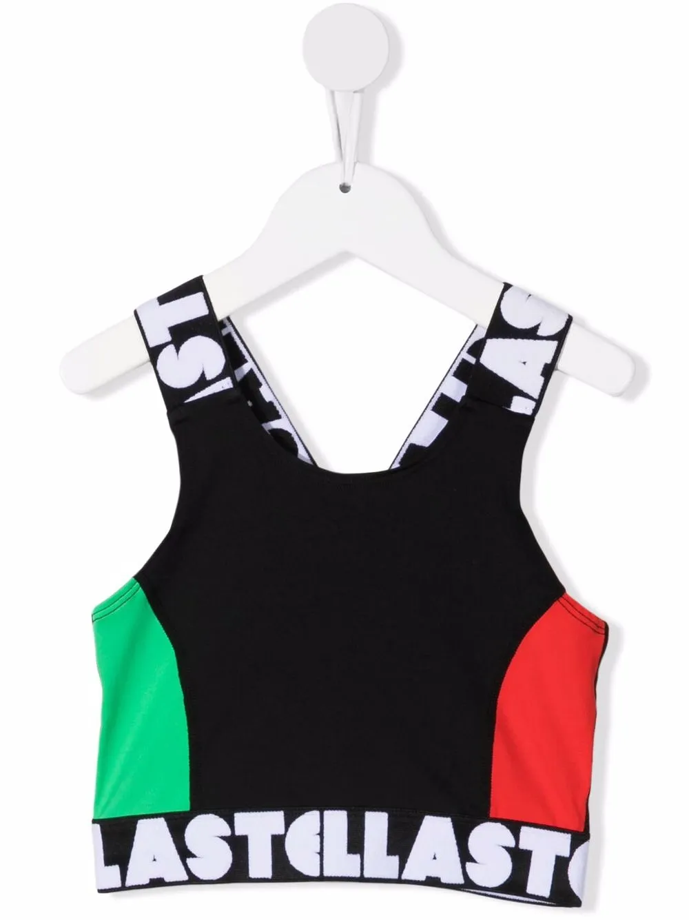 

Stella McCartney Kids logo-strap colour-block vest - Black