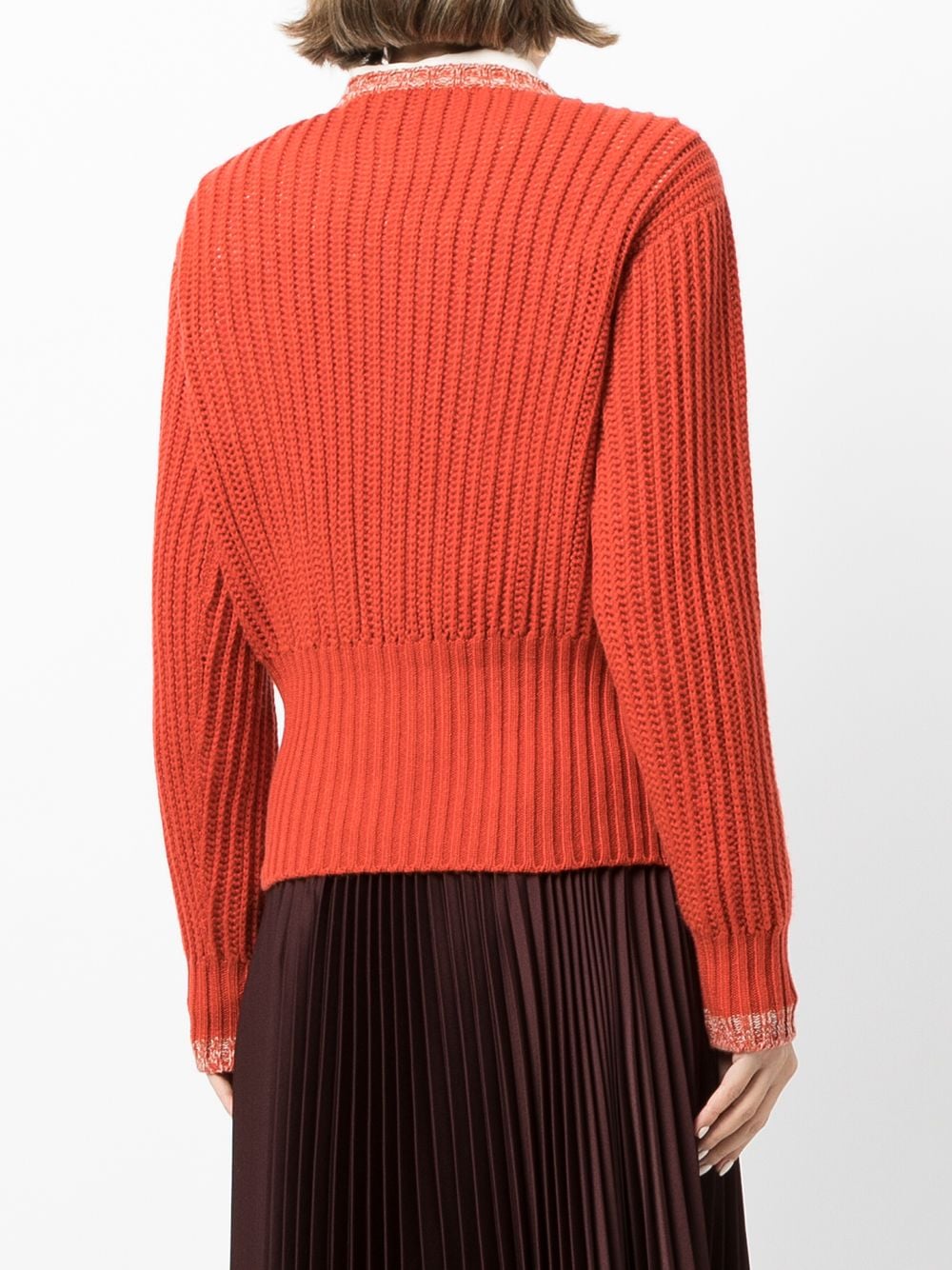 Shop Agnona Ribbed-knit Crew-neck Jumper In 橘色