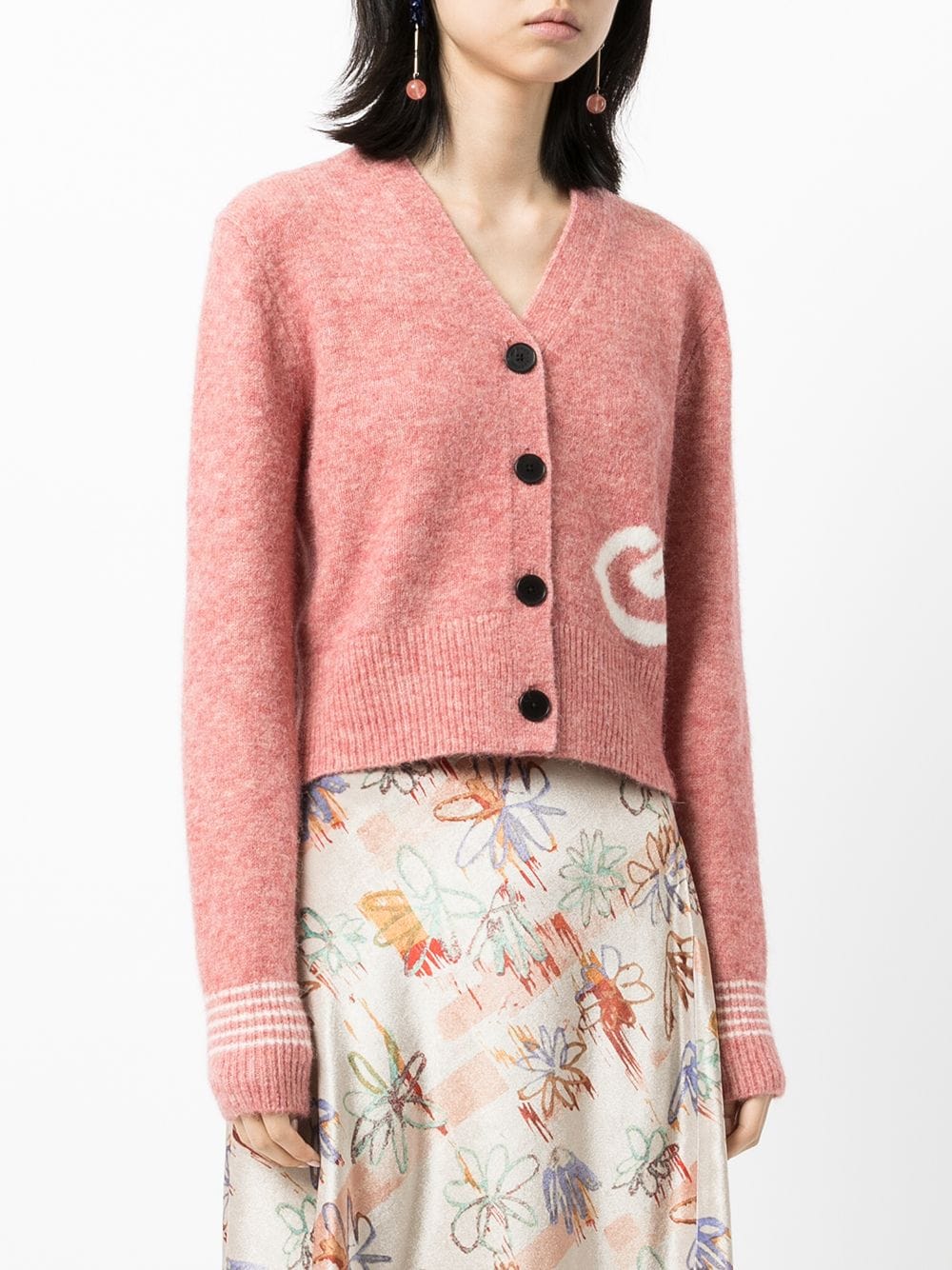 Shop Markus Lupfer Naomi Swirl-knit Cardigan In 粉色