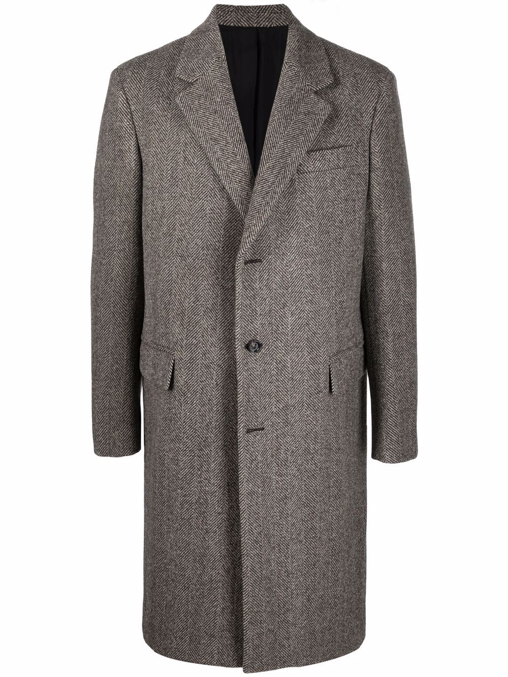 фото Bottega veneta однобортное пальто с узором в елочку