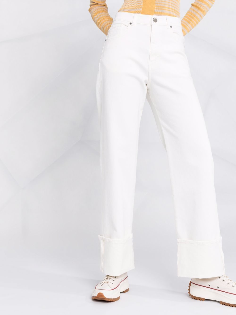 Shop P.a.r.o.s.h High-rise Straight-leg Jeans In Weiss