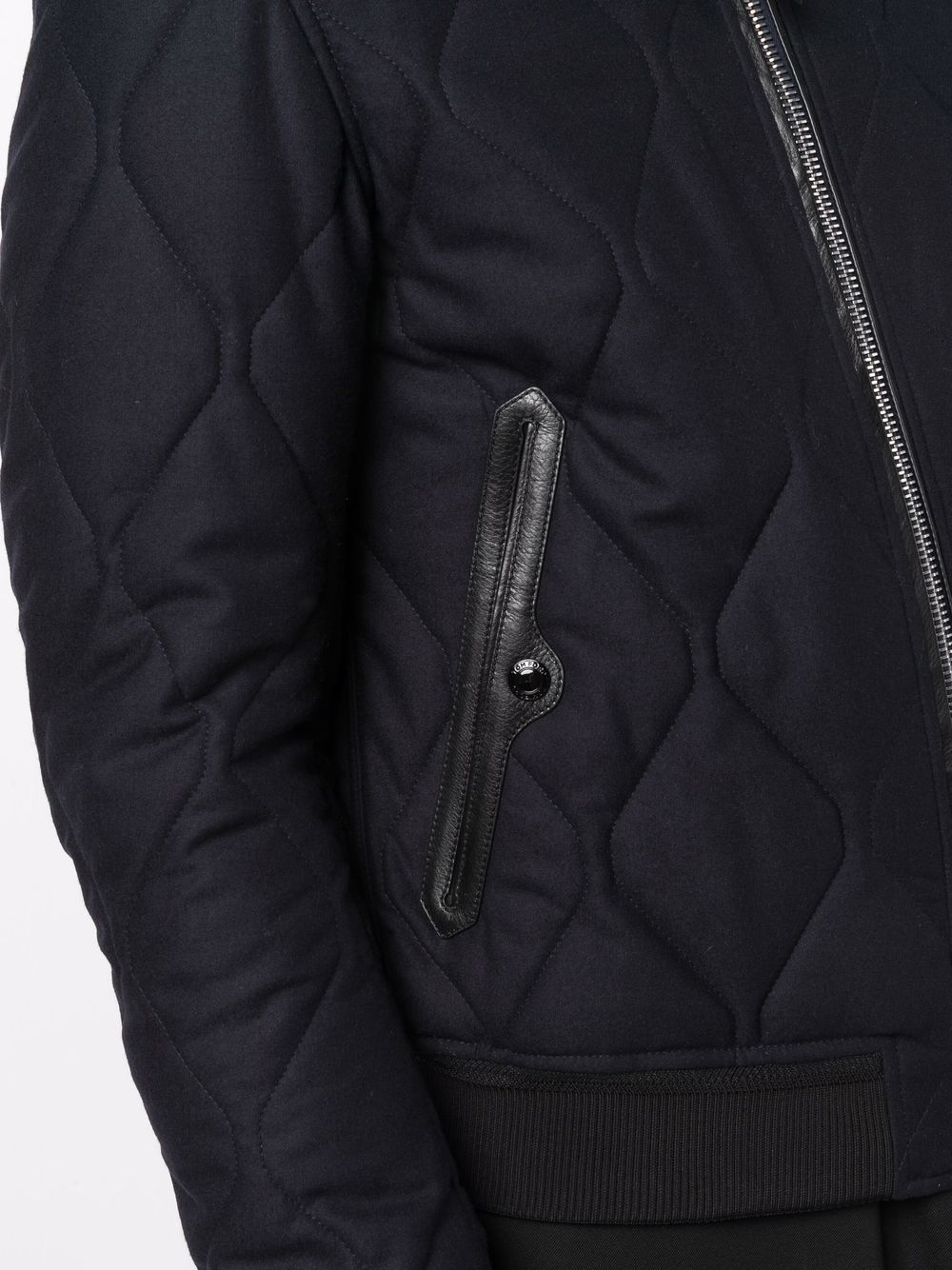 Shop Tom Ford Quilted Zip-up Jacket In Blue