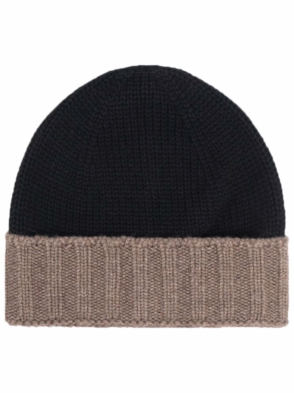 

Barba gorro de cachemira con diseño de tonos - Negro