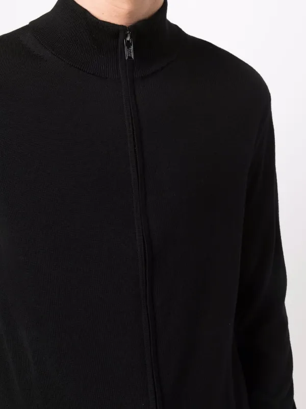 Emporio Armani zip-up Virgin Wool Cardigan | Black | FARFETCH
