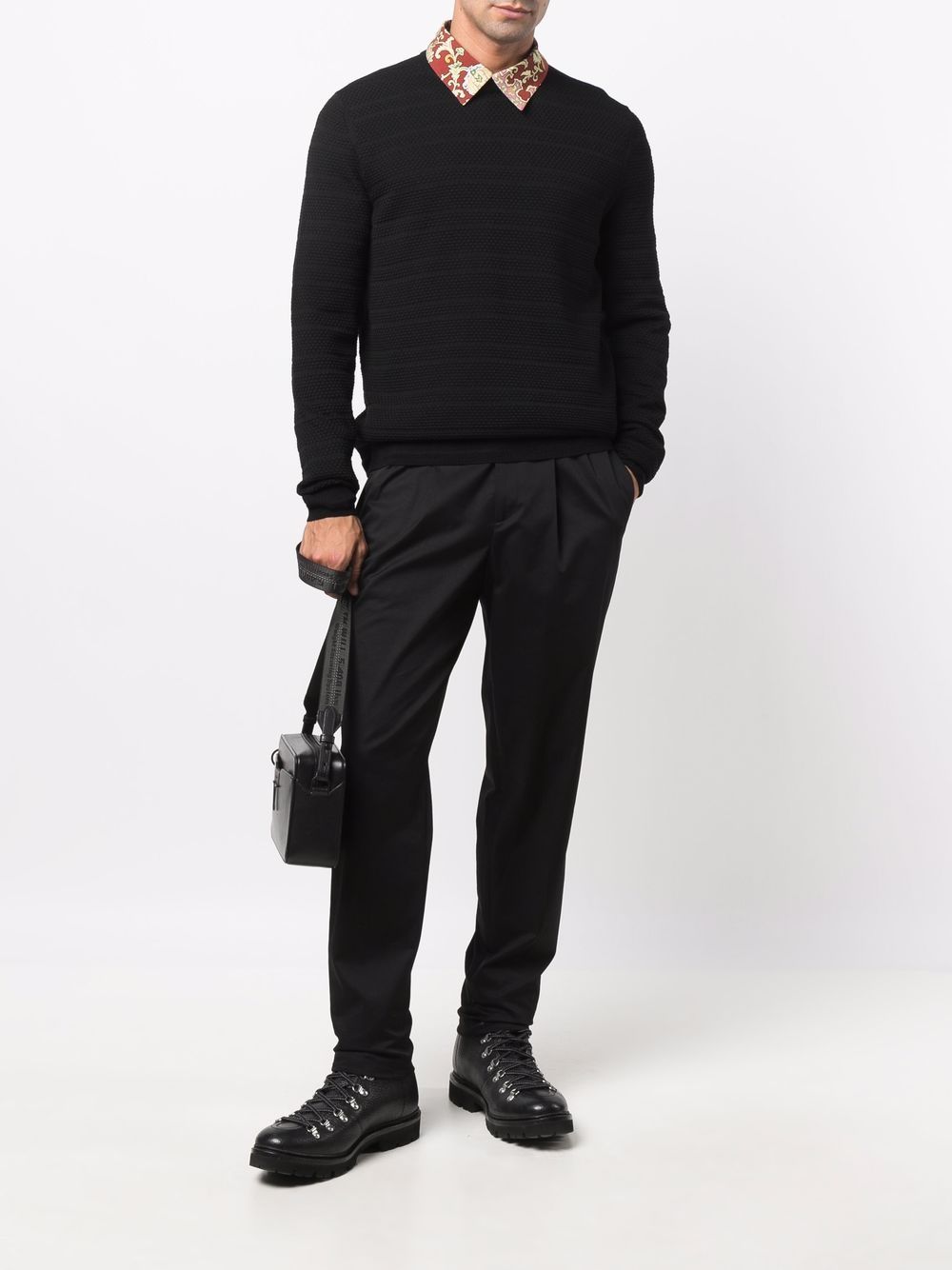 Shop Billionaire Round-neck Merino Wool Jumper In Black