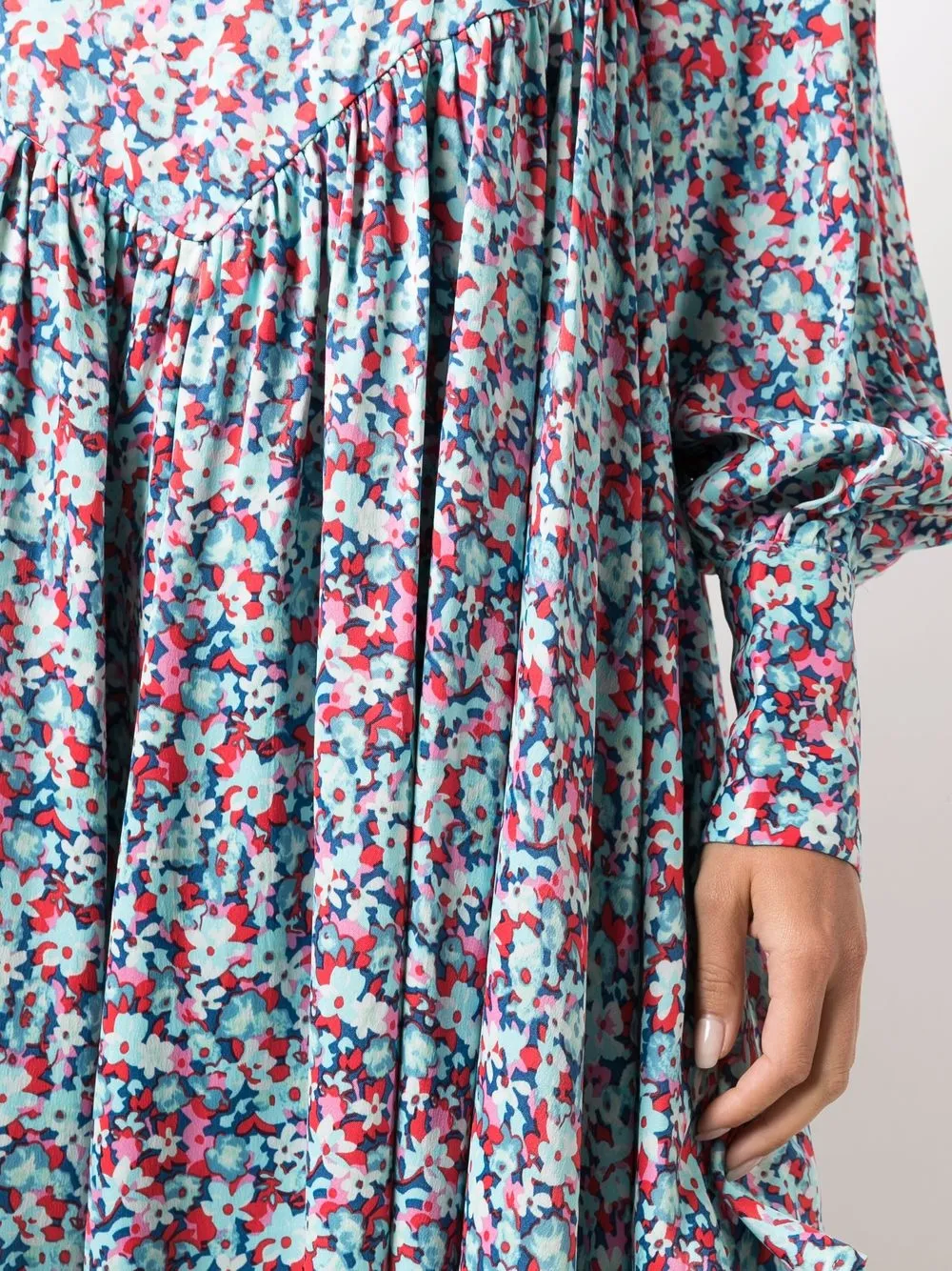 Rotate Birger Christensen Rotate Round Neck Floral Printed Mini Dress In Blau