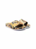 Versace Kids baroque-print slides - Gold