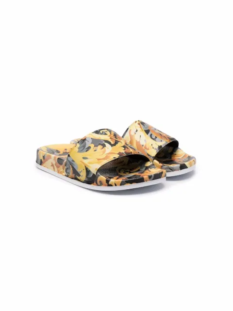 Versace Kids baroque-print slides