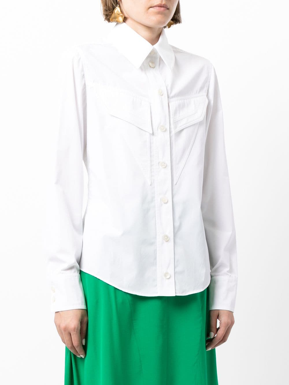 Shop Stella Mccartney Long-sleeve Cotton Shirt In White