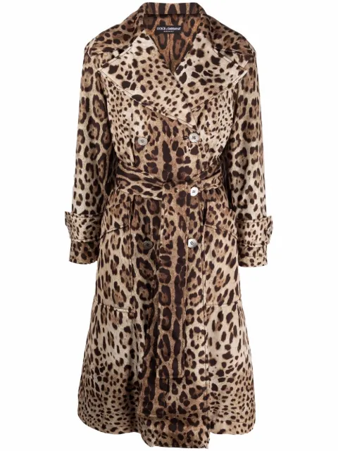 Dolce & Gabbana leopard-print belted trench coat