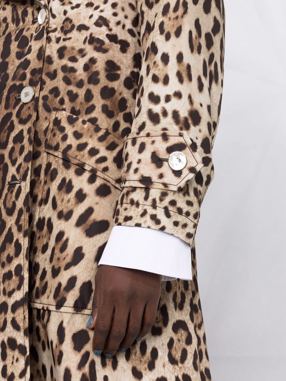 Dolce & Gabbana Leopard-Print Long Trench Coat