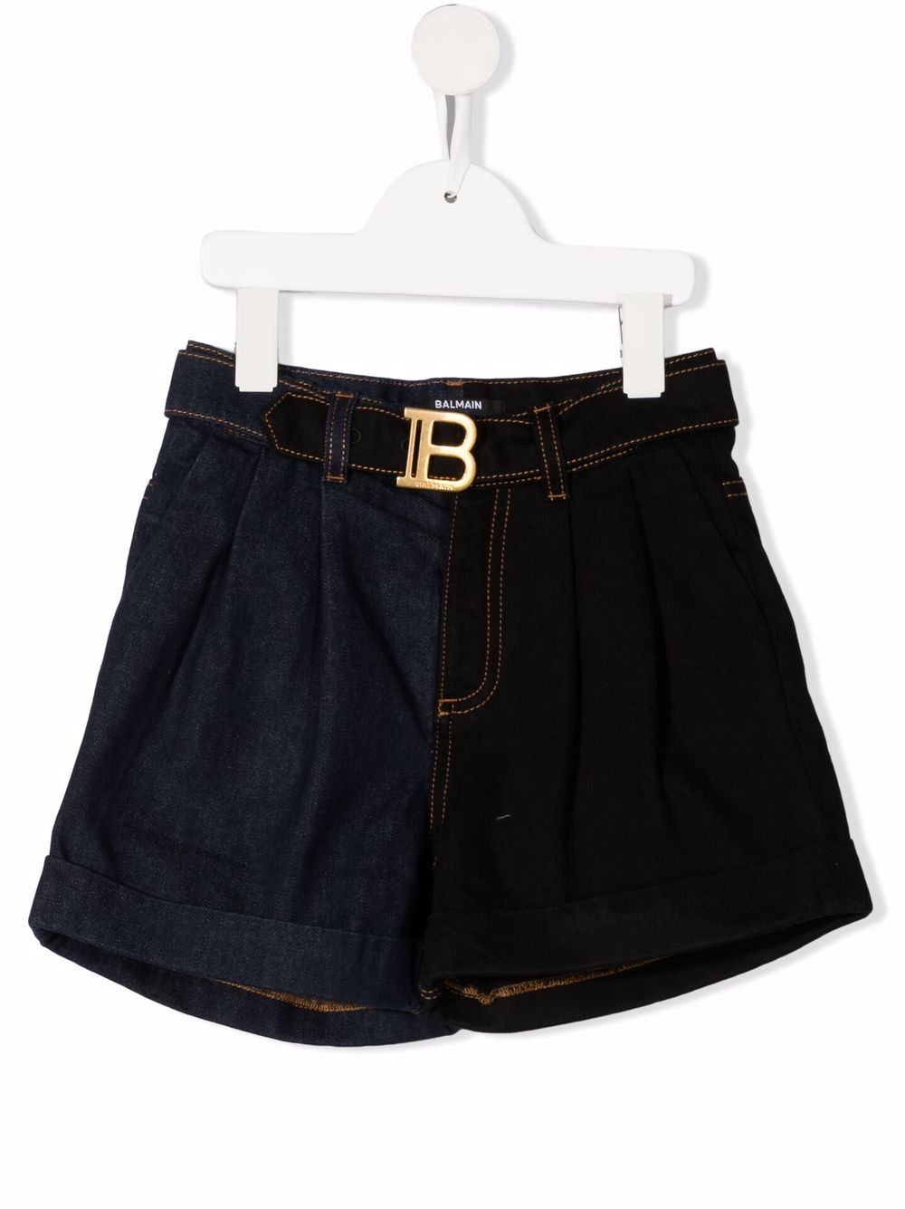 

Balmain Kids shorts con hebilla del logo - Azul