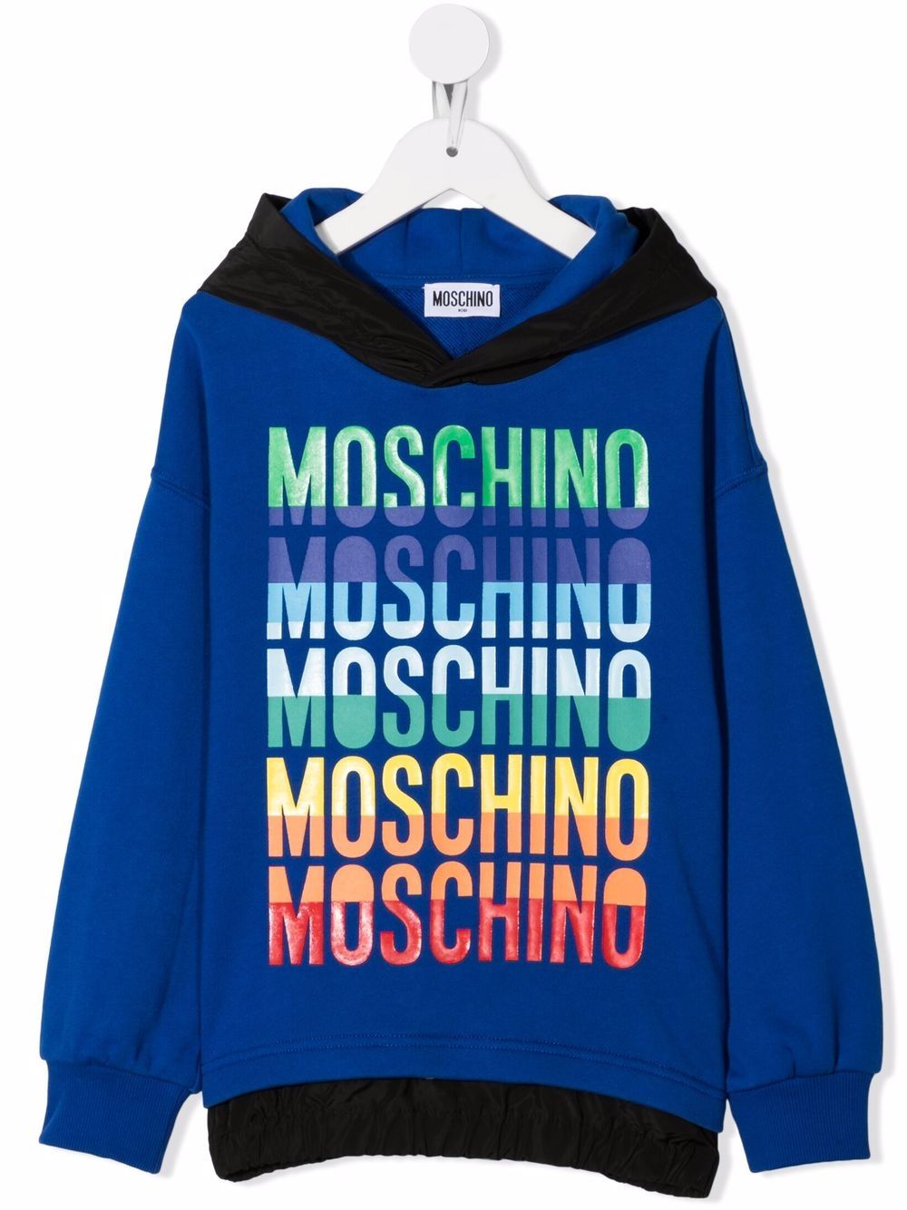 

Moschino Kids logo-print cotton hoodie - Blue