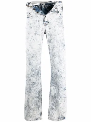 knotted-waist straight-leg jeans 