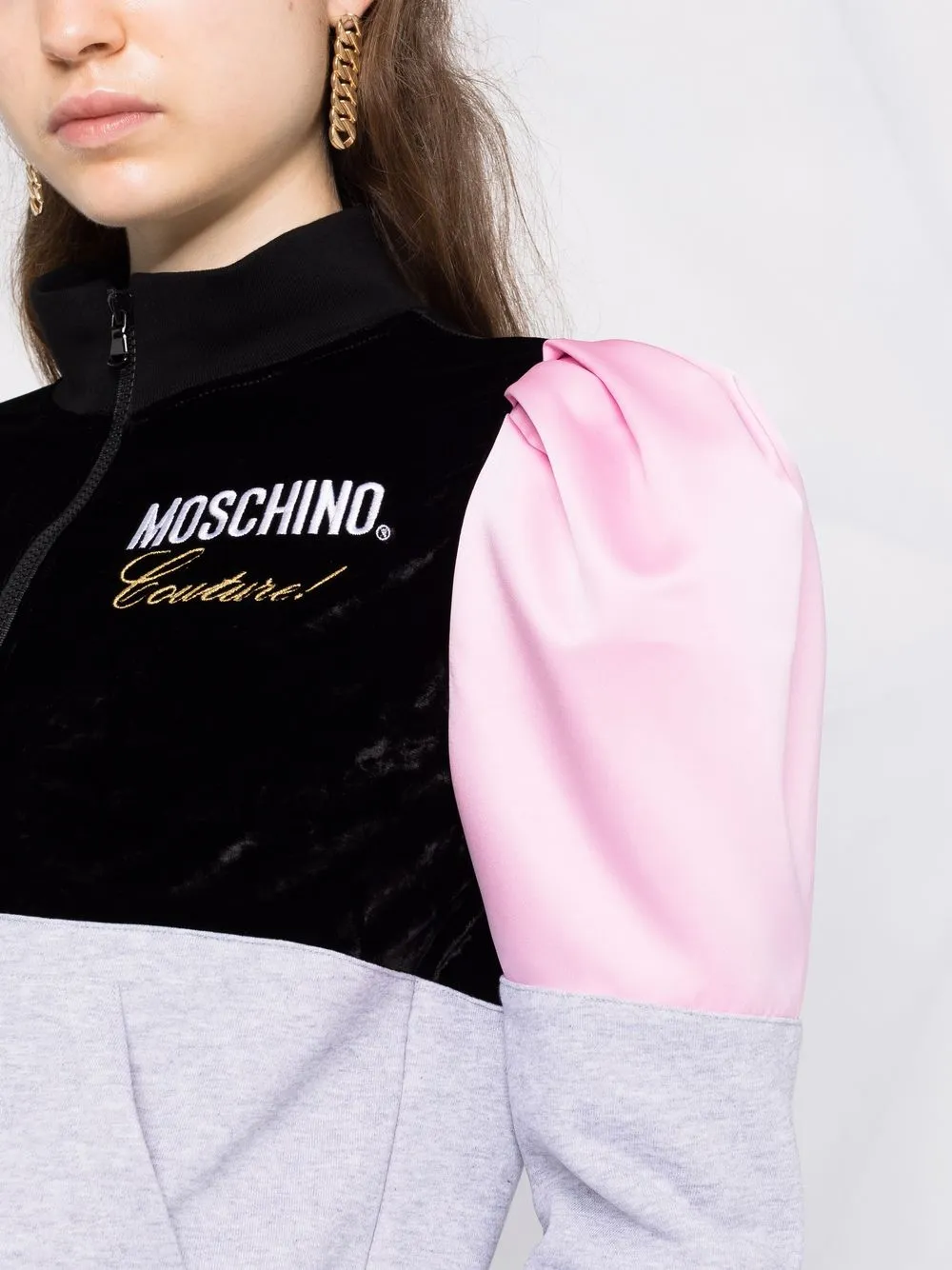фото Moschino худи couture в стиле колор-блок с логотипом