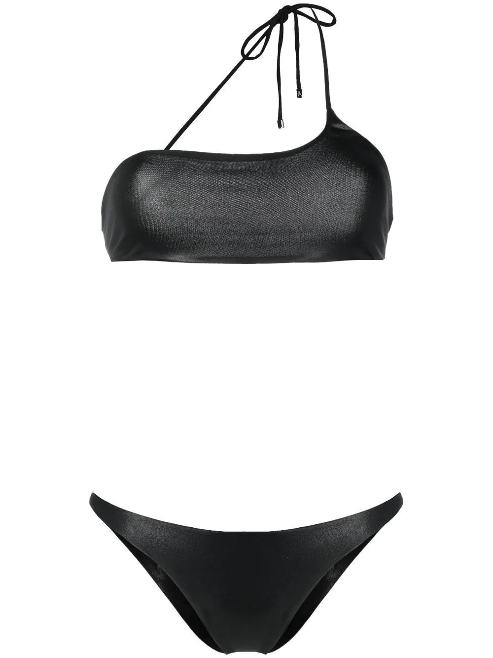 Attico Sheen Crossover Bikini - Women's - Polyester/elastane In Black