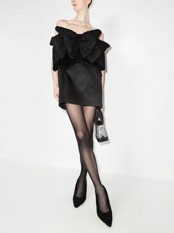 Rotate By Birger Christensen Natalie oversized-bow minidress - Black