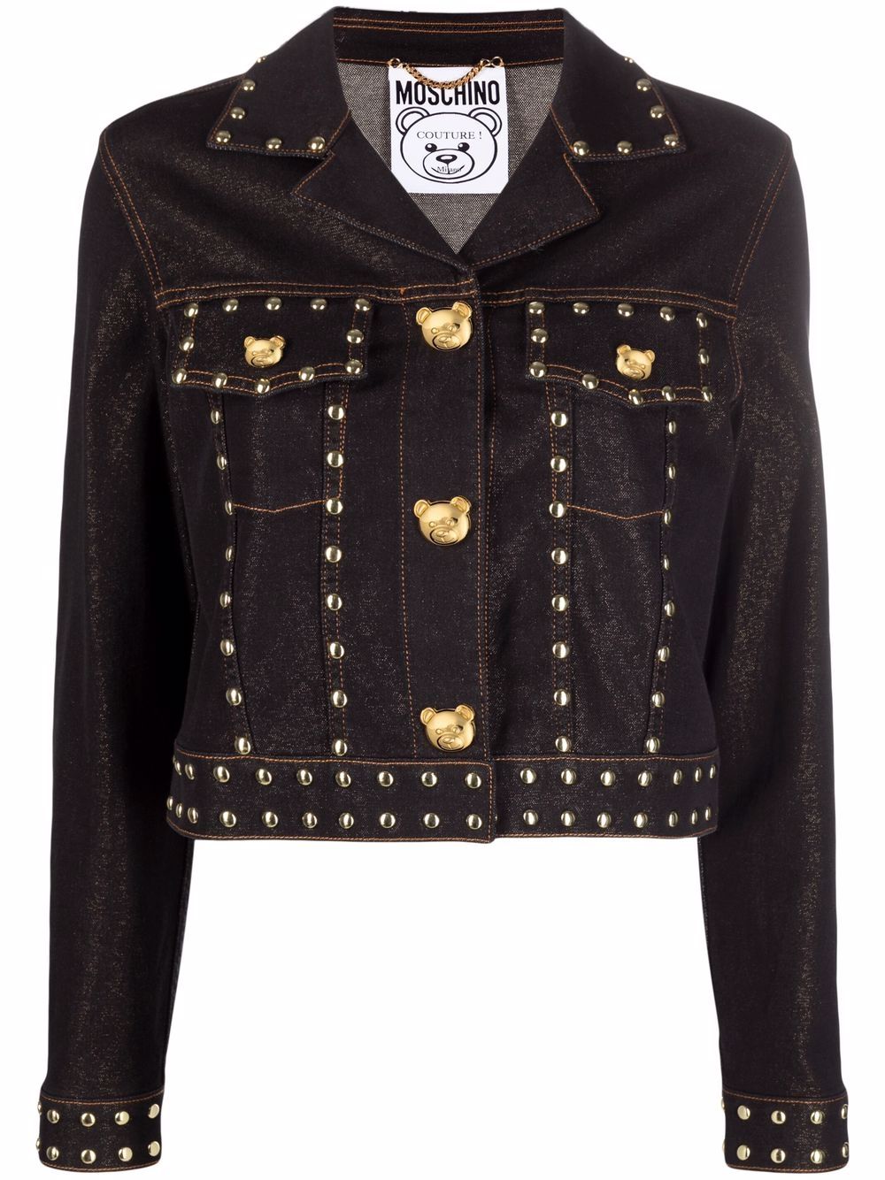 

Moschino chamarra de mezclilla corta Teddy Studs - Negro