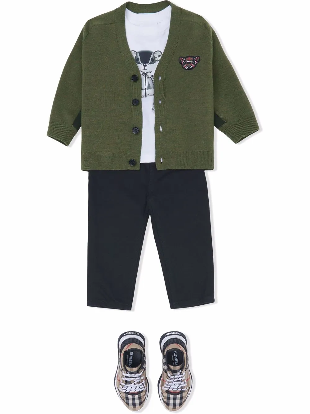 Burberry Embroidered-design Button-fastening Cardigan In Green