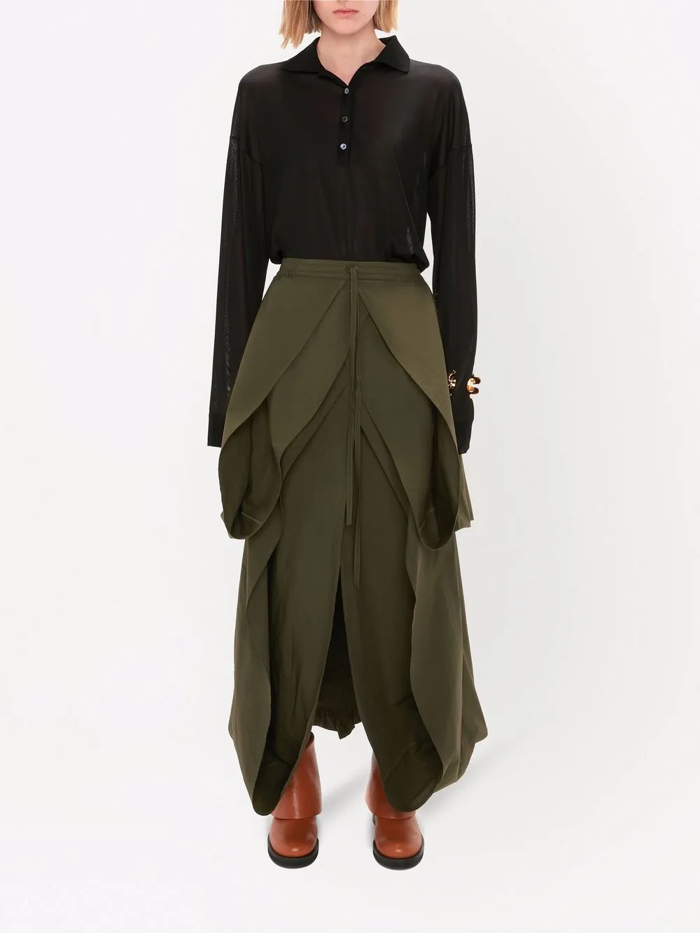 Image 2 of JW Anderson layered drawstring-waist skirt