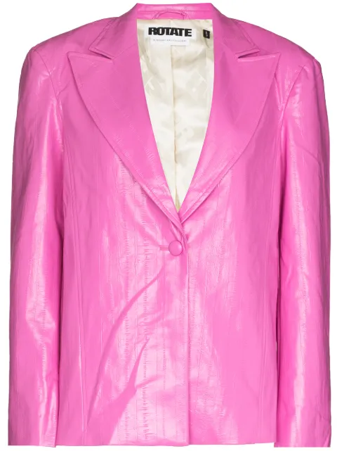 ROTATE Lesley faux-leather single-breasted blazer