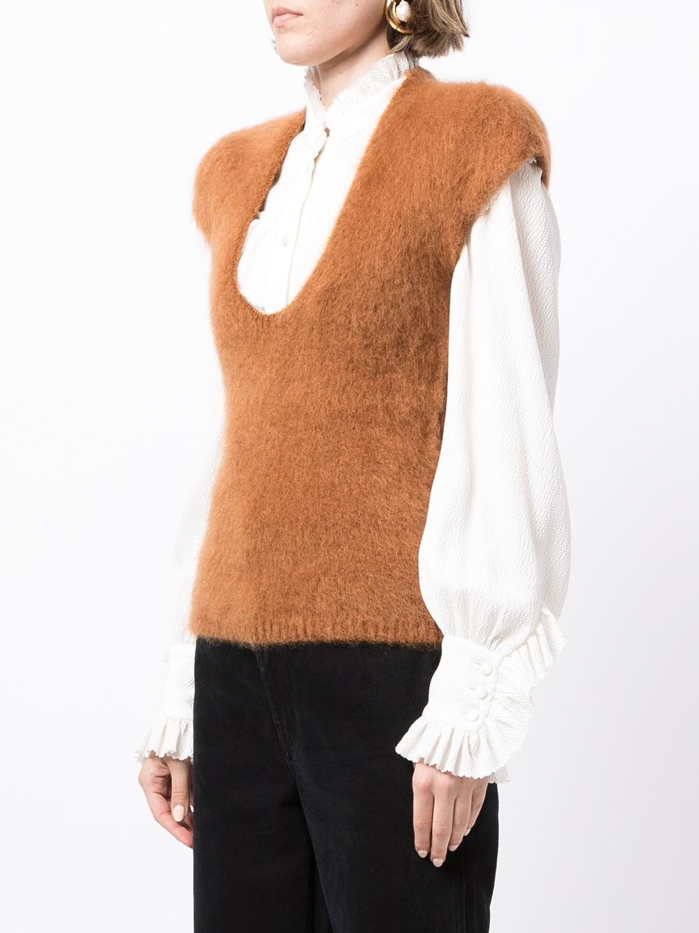 Shop Dsquared2 Knitted Mohair-blend Top In Brown