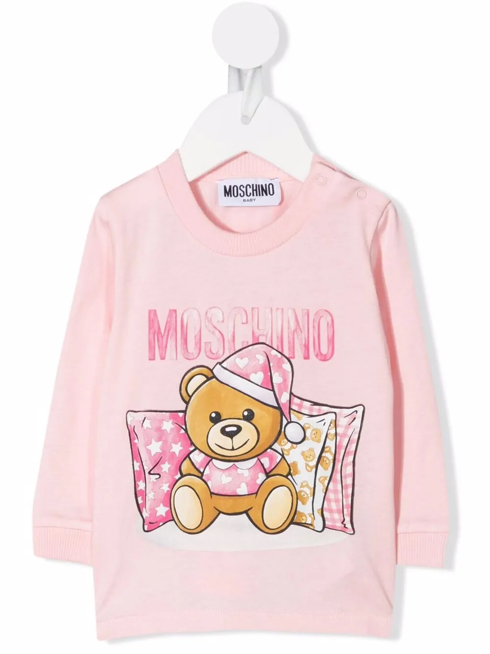 

Moschino Kids teddy-print cotton sweatshirt - Pink
