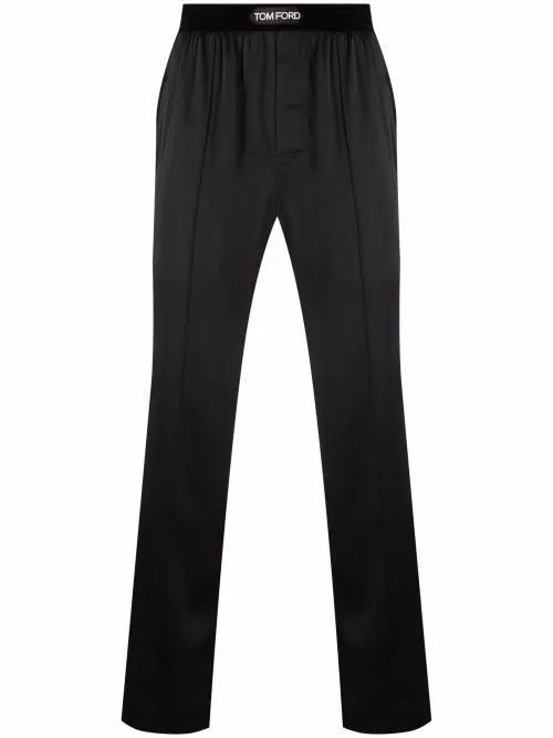 Pantalon de pyjama en soie à taille à logo - TOM FORD - Modalova