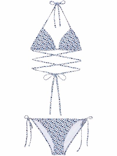 Burberry monogram-print bikini blue | MODES