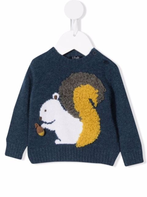 Il Gufo 3D squirrel-knit jumper