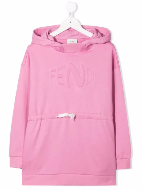 Fendi Kids debossed-logo drawstring hoodie